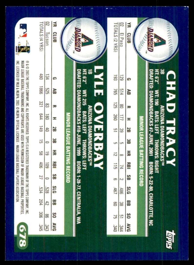 2003 Topps Chad Tracy/Lyle Overbay Arizona Diamondbacks #678
