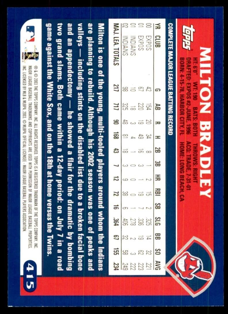 2003 Topps Milton Bradley Cleveland Indians #415