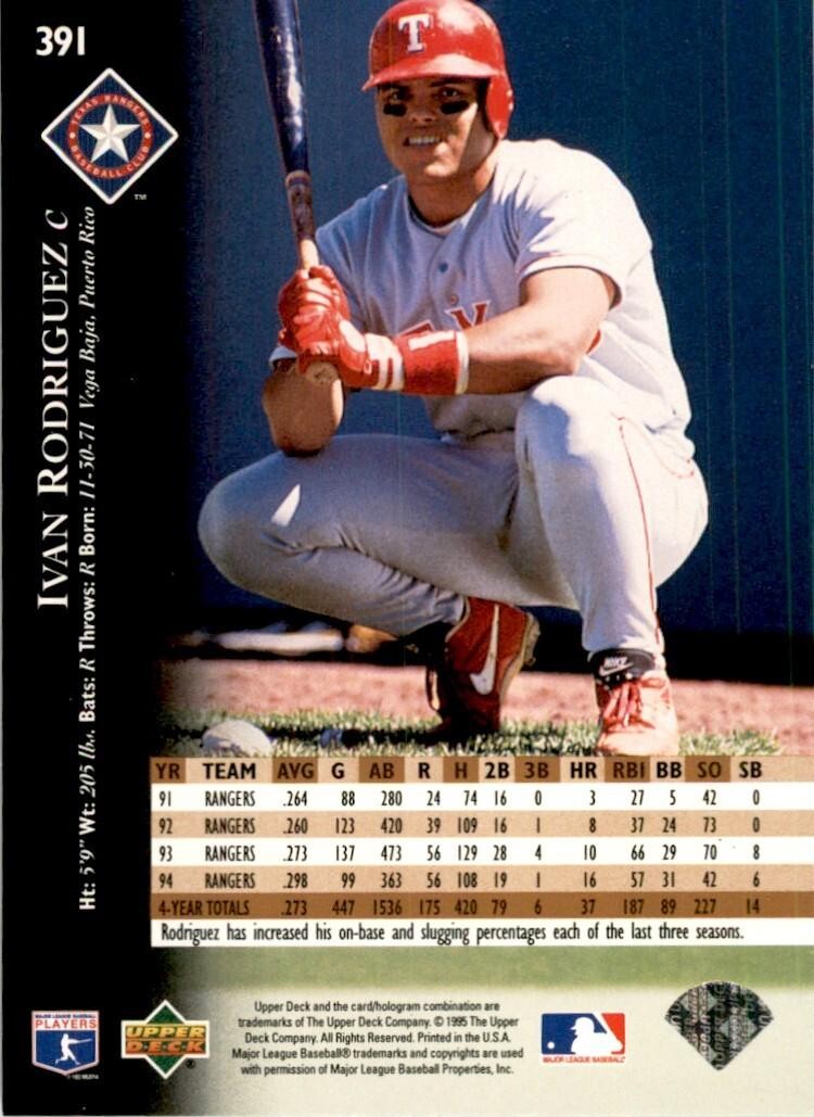 1995 Upper Deck Ivan Rodriguez Baseball Cards #391