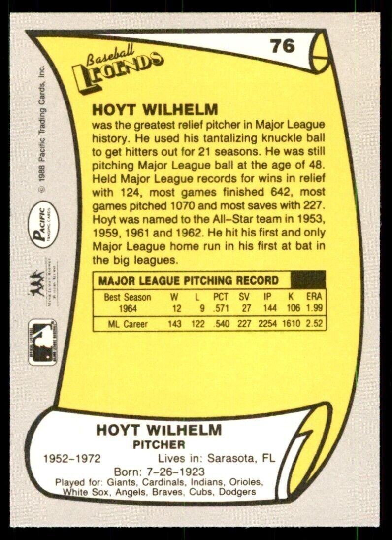 1988 Pacific Hoyt Wilhelm Baseball Cards #76