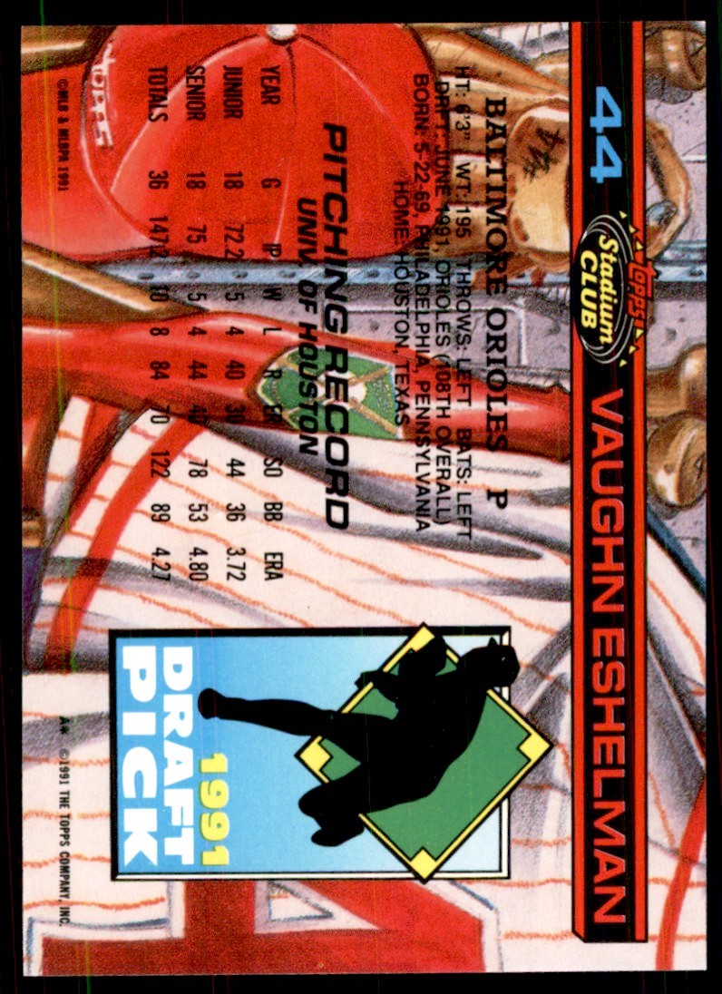 1991 Stadium Club Stadium Set Vaughn Eshelman Baseball Cards #44