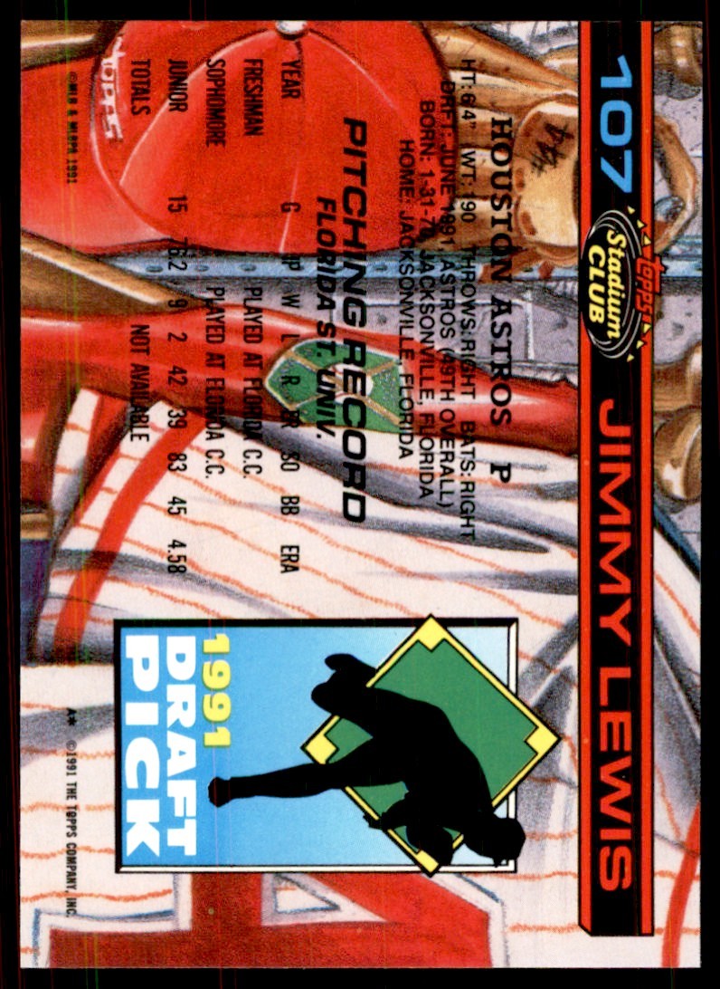1991 Stadium Club Stadium Set Jimmy Lewis Baseball Cards #107