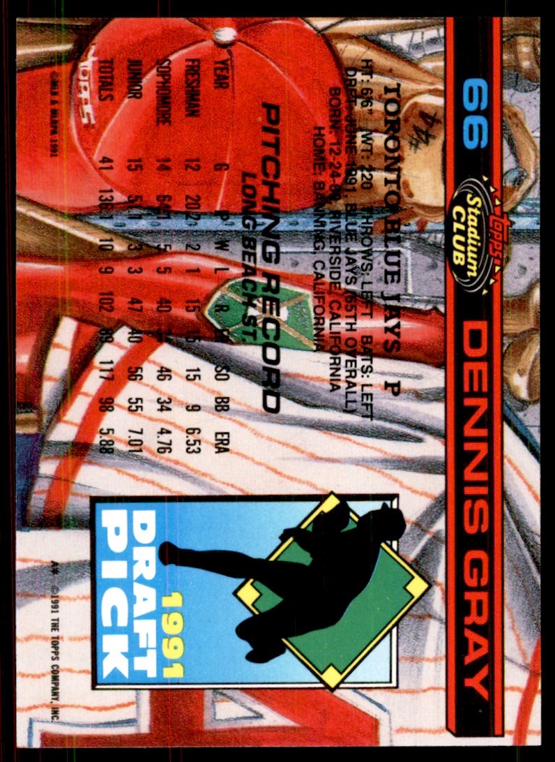 1991 Stadium Club Stadium Set Dennis Gray Baseball Cards #66