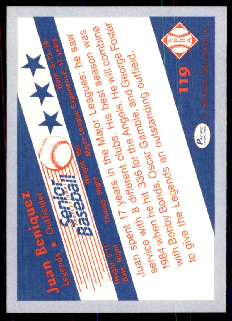 1990 Pacific Senior League Juan Beniquez Baseball Cards #119