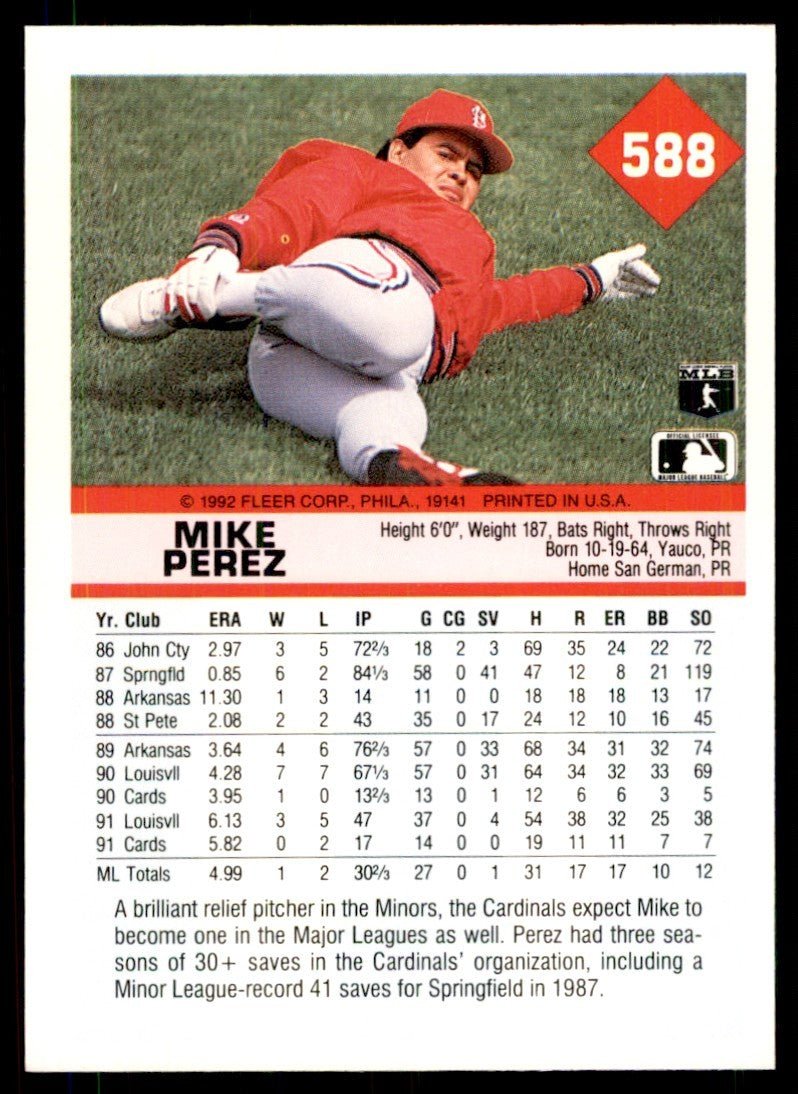 1992 Fleer Mike Perez Baseball Cards #588