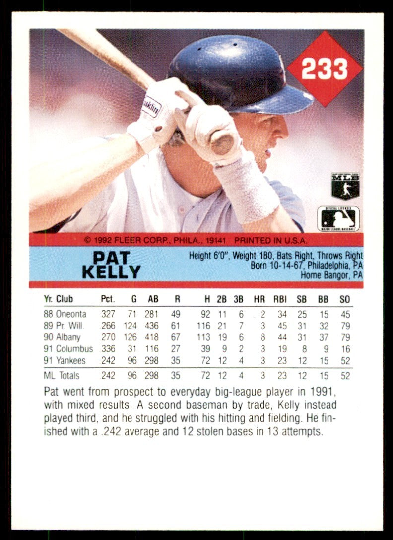 1992 Fleer Pat Kelly Baseball Cards #233