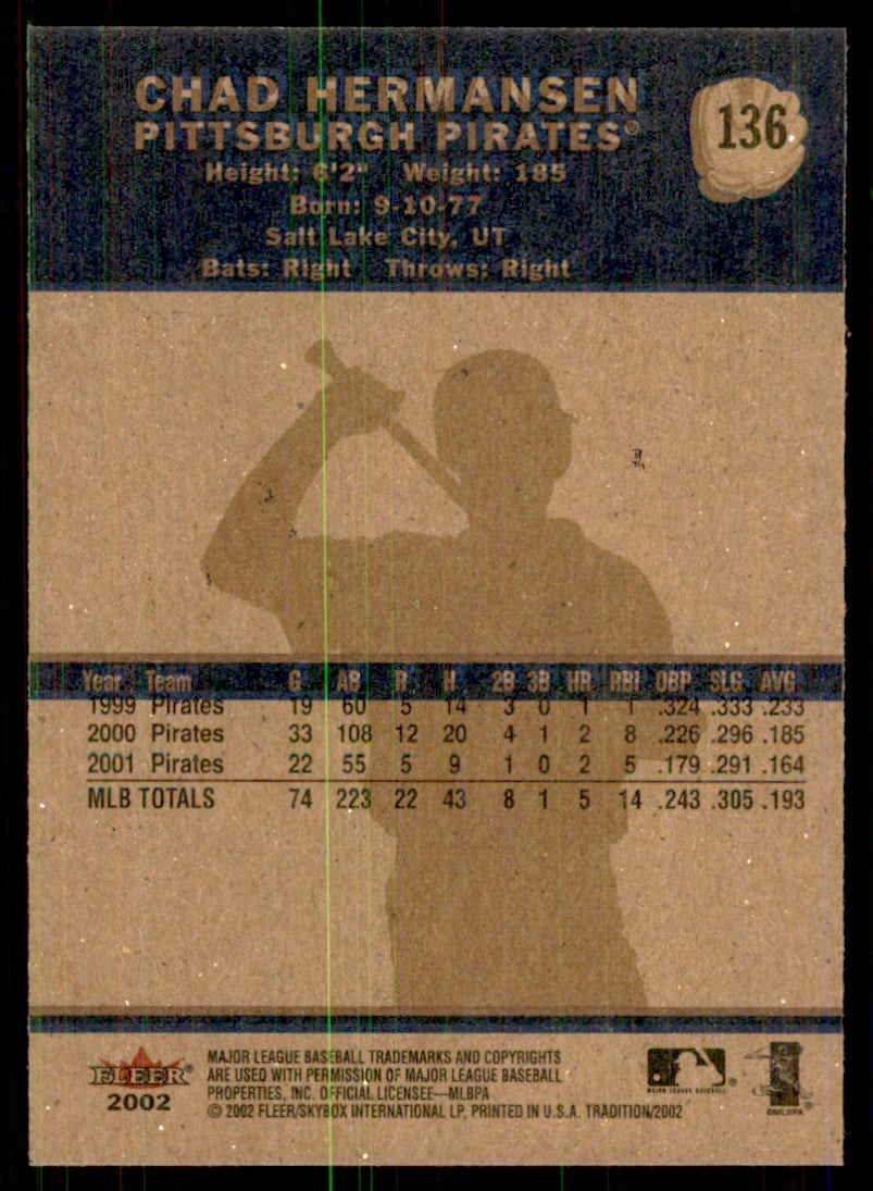 2002 Fleer Tradition Chad Hermansen Baseball  Cards #136