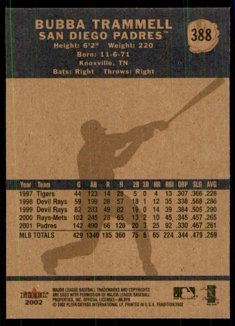2002 Fleer Tradition Bubba Trammell Baseball Cards #388