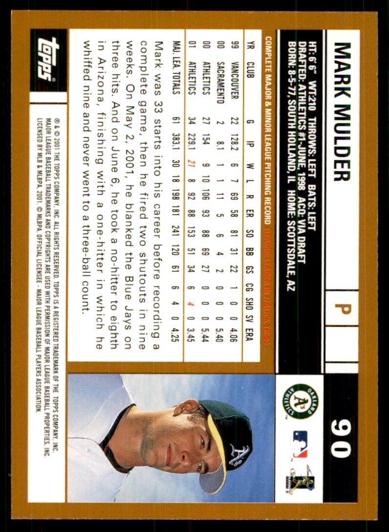 2002 Topps Mark Mulder Baseball Cards #90