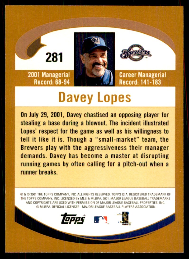 2002 Topps Davey Lopes Baseball Cards #281