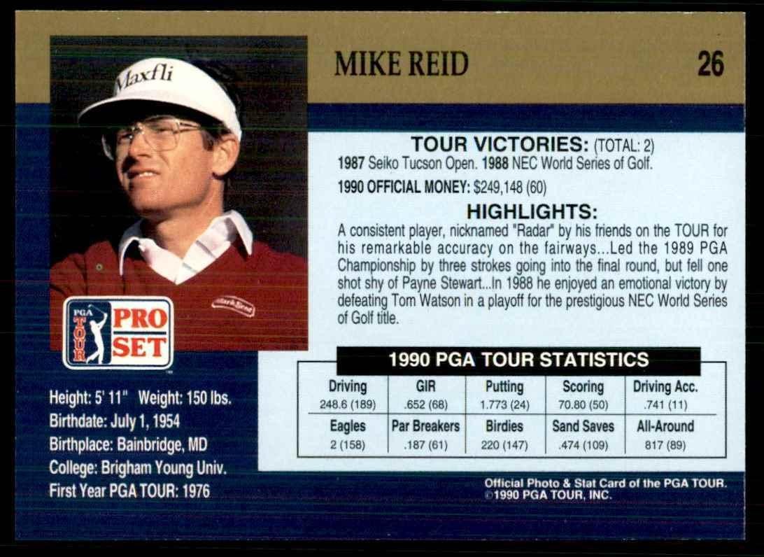 1990 Pro Set Mike Reid Golf Cards #26