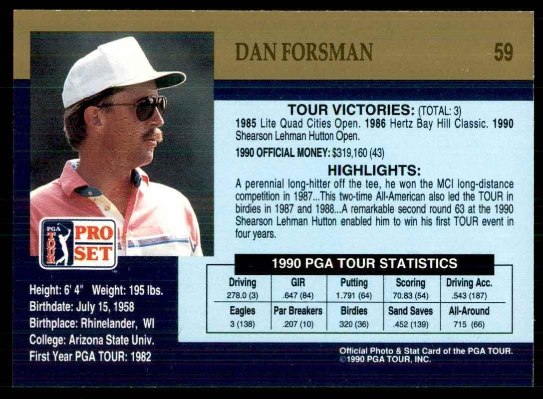 1990 Pro Set Dan Forsman Golf Cards #59