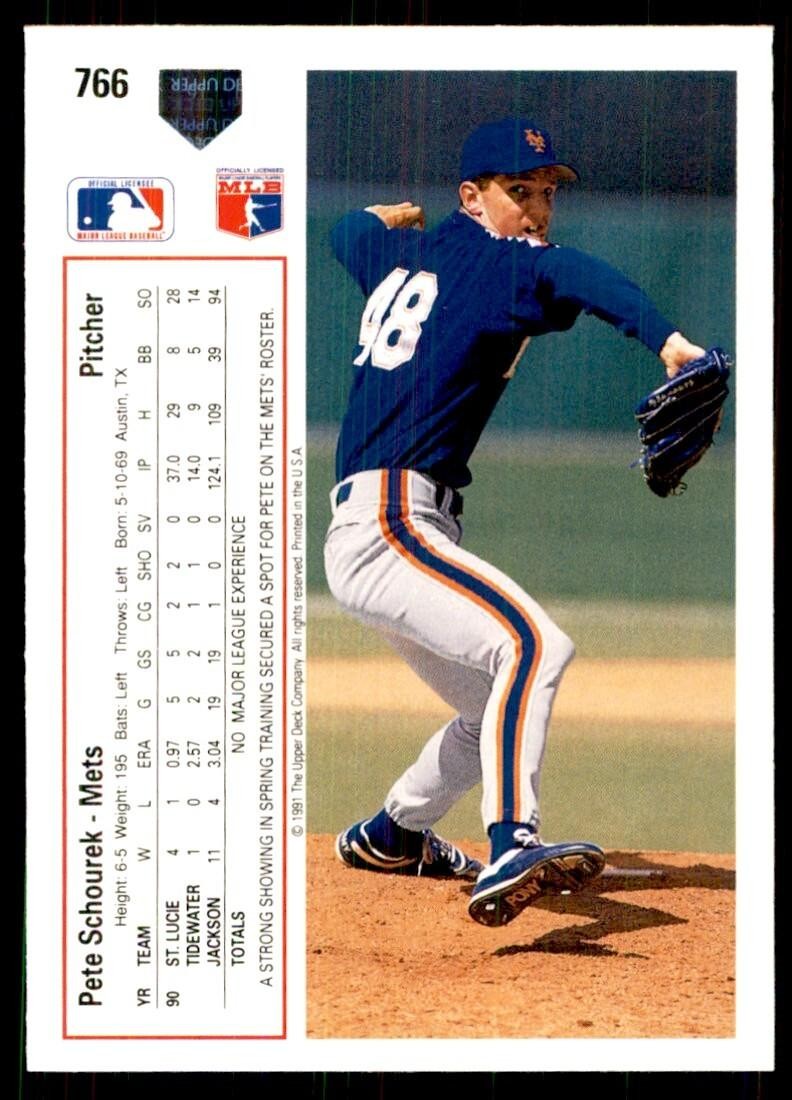1991 Upper Deck Pete Schourek Baseball Cards #766