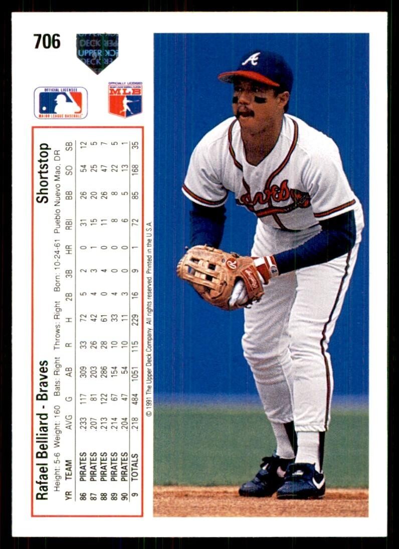 1991 Upper Deck Rafael Belliard Baseball Cards #706