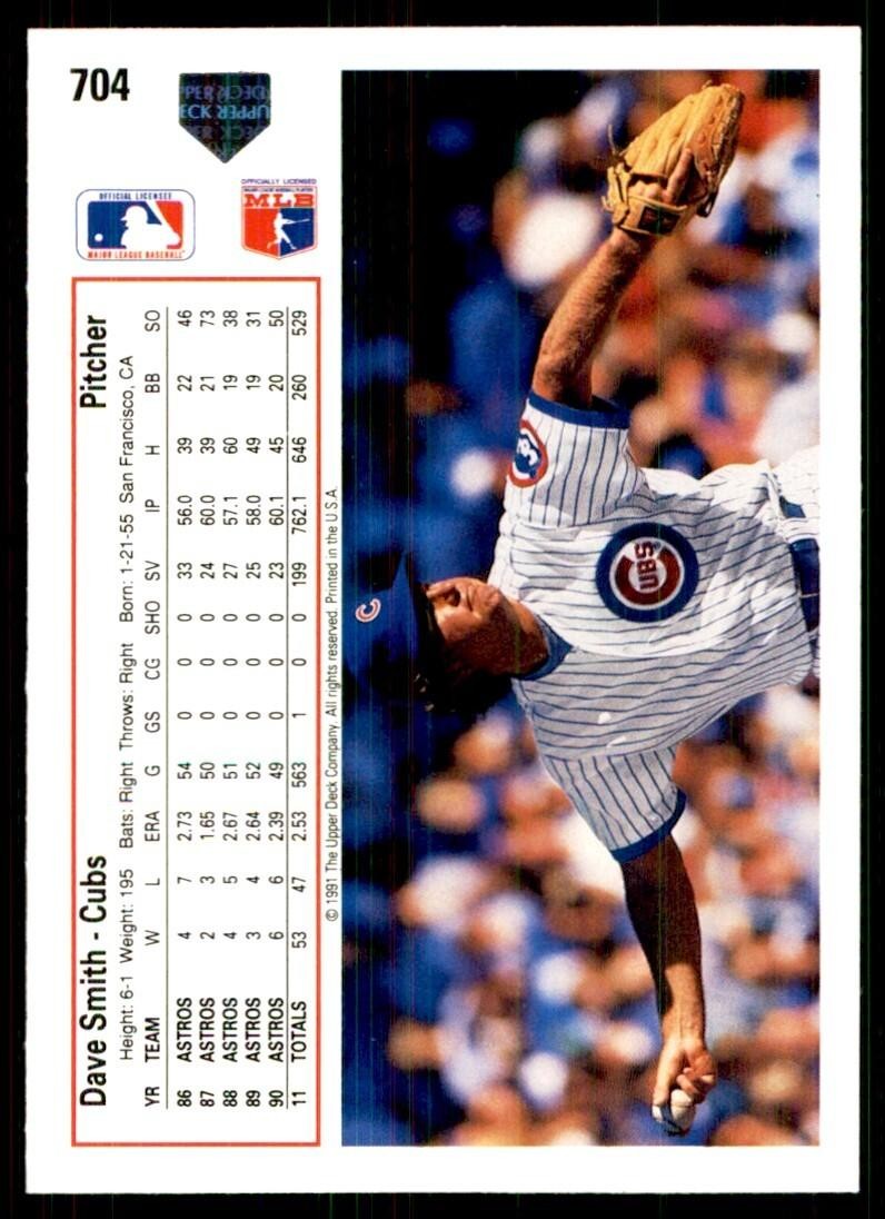 1991 Upper Deck Dave Smith Baseball Cards #704