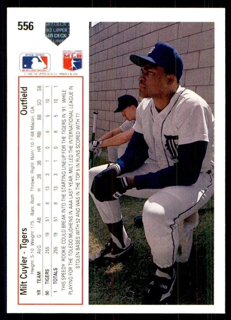 1991 Upper Deck Milt Cuyler Baseball Cards #556
