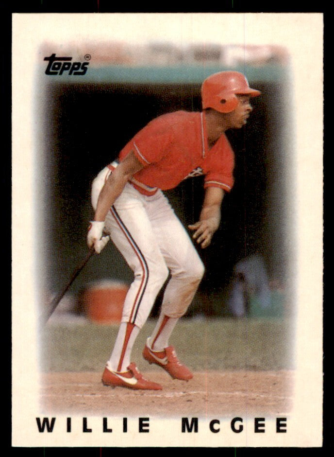 1986 Topps Major League Leaders Minis Willie McGee 100 Baseball Cards #63