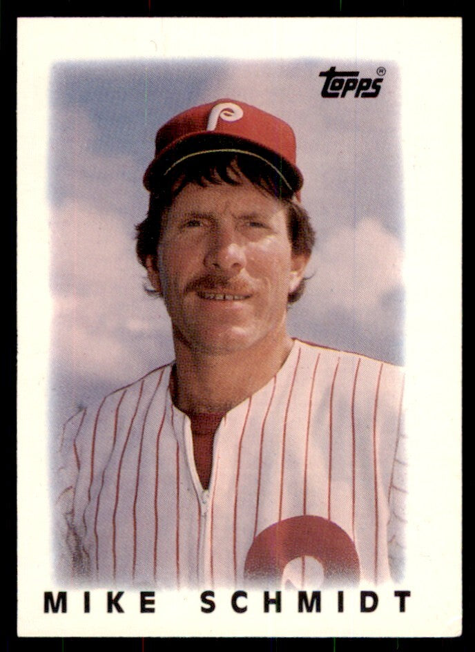 1986 Topps Major League Leaders Minis Mike Schmidt. Baseball Cards #55