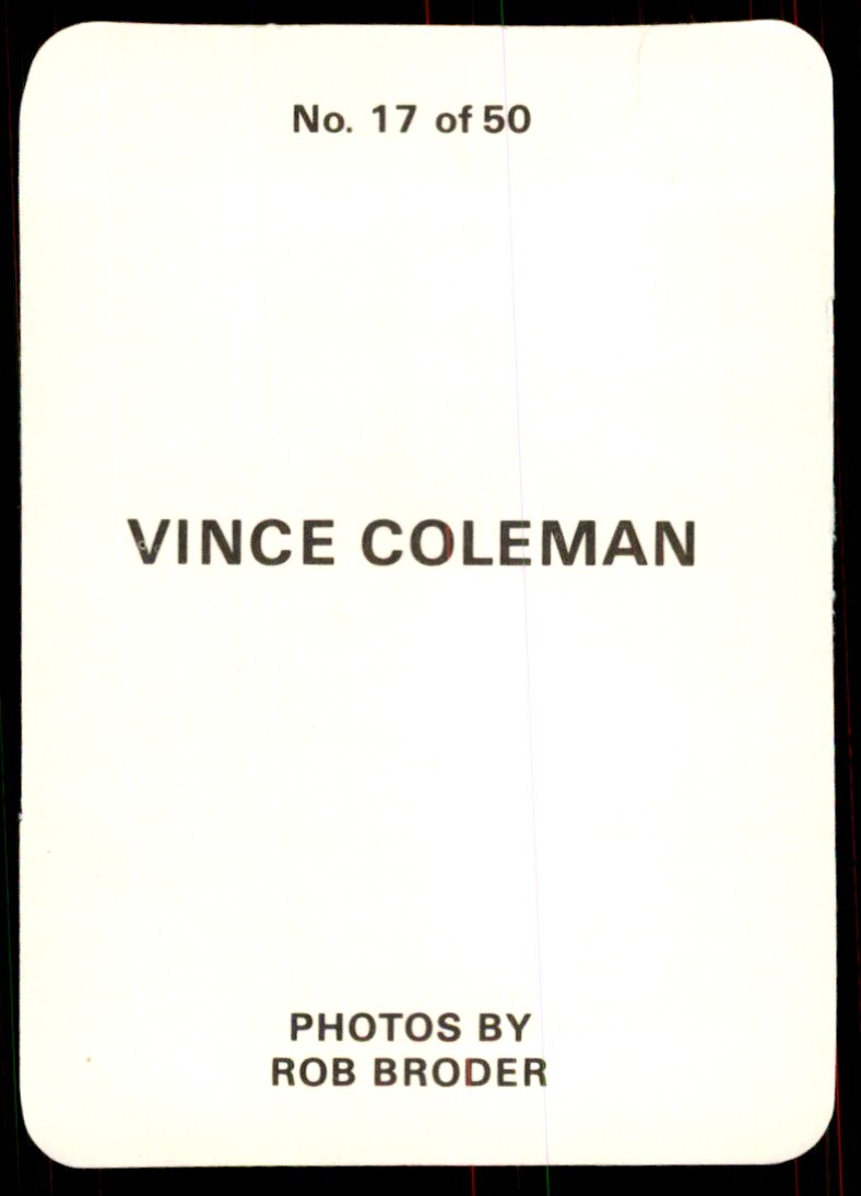 1986 Rob Broder Vince Coleman Baseball Cards. #17