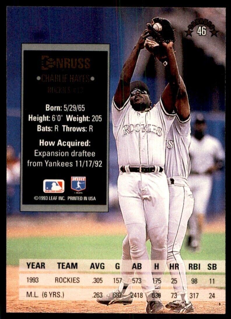 1994 Donruss Charlie Hayes Baseball Cards #46