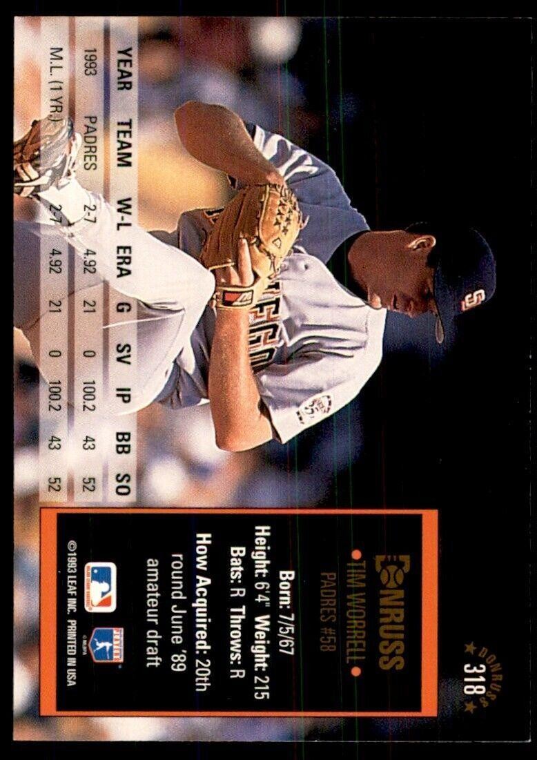 1994 Donruss Tim Worrell Baseball Cards #318