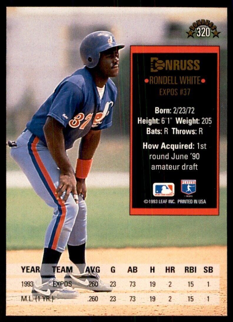 1994 Donruss Rondell White Baseball Cards #320