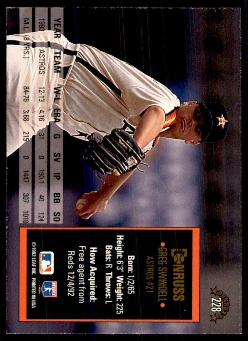 1994 Donruss Greg Swindell Baseball Cards #228