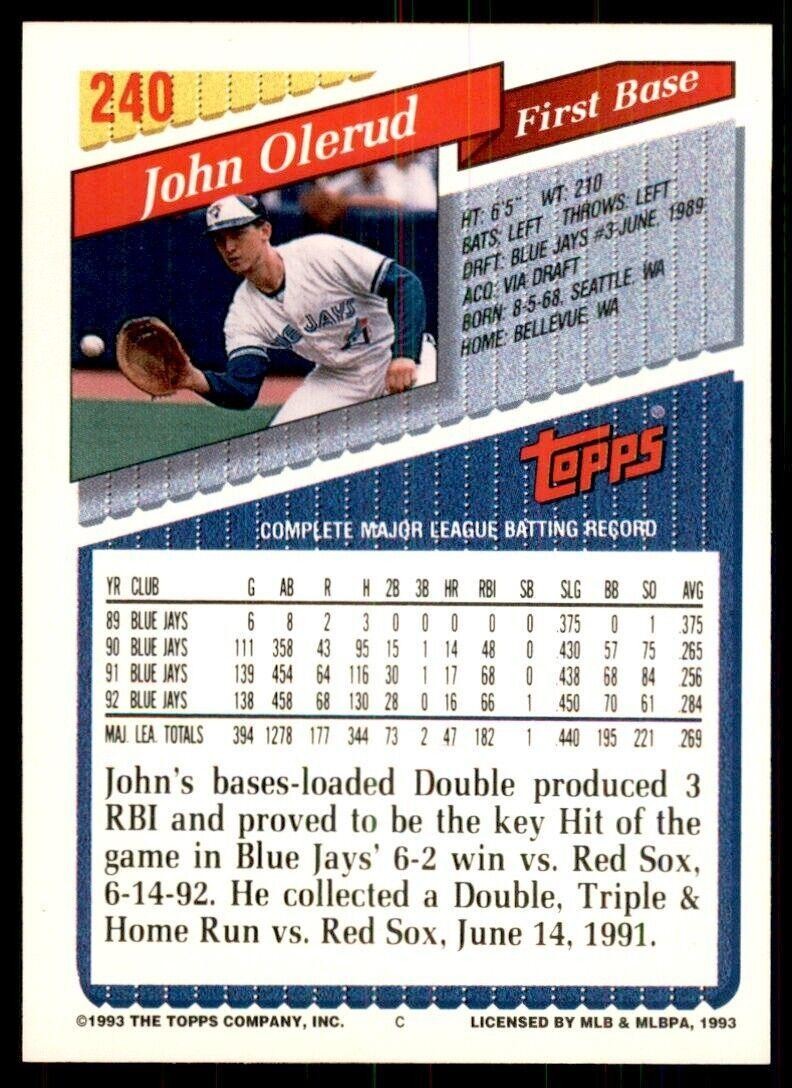 1993 Topps Gold John Olerud Baseball Cards #240