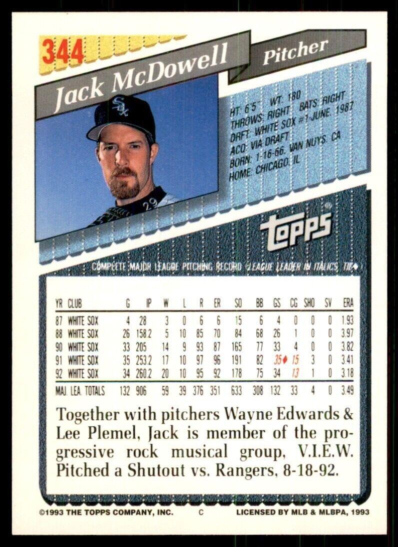 1993 Topps. Gold Jack McDowell Baseball Cards #344