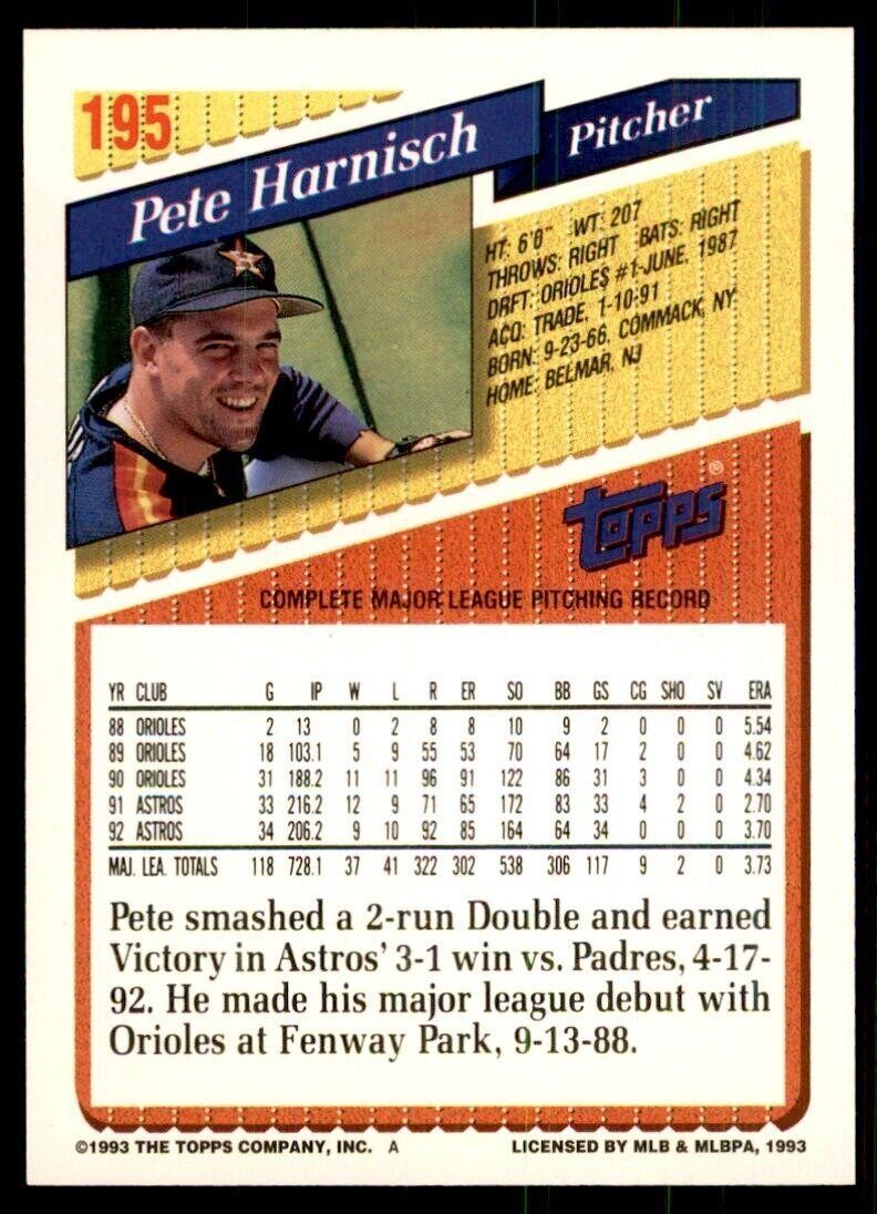 1993 Topps. Gold Pete Harnisch Baseball Cards #195