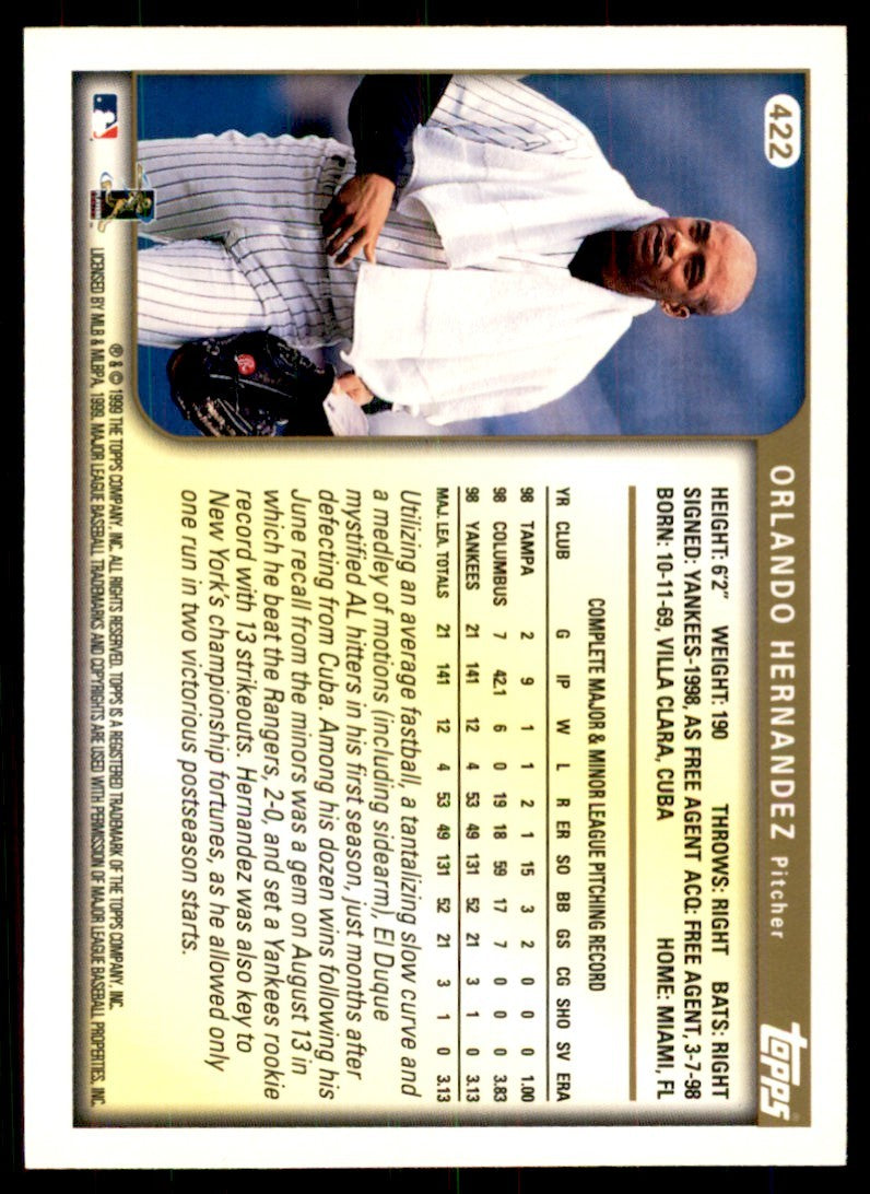 1999 Topps Orlando Hernandez B Baseball  Cards #422