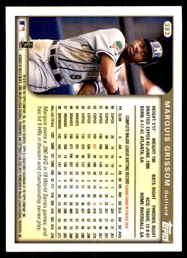 1999 Topps Marquis Grissom B Baseball  Cards #383