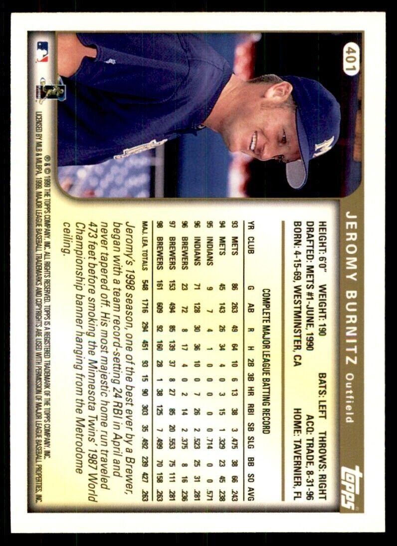 1999 Topps Jeromy Burnitz A Baseball  Cards #401