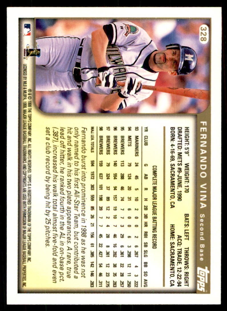 1999 Topps Fernando Vina B Milwaukee Brewers #328