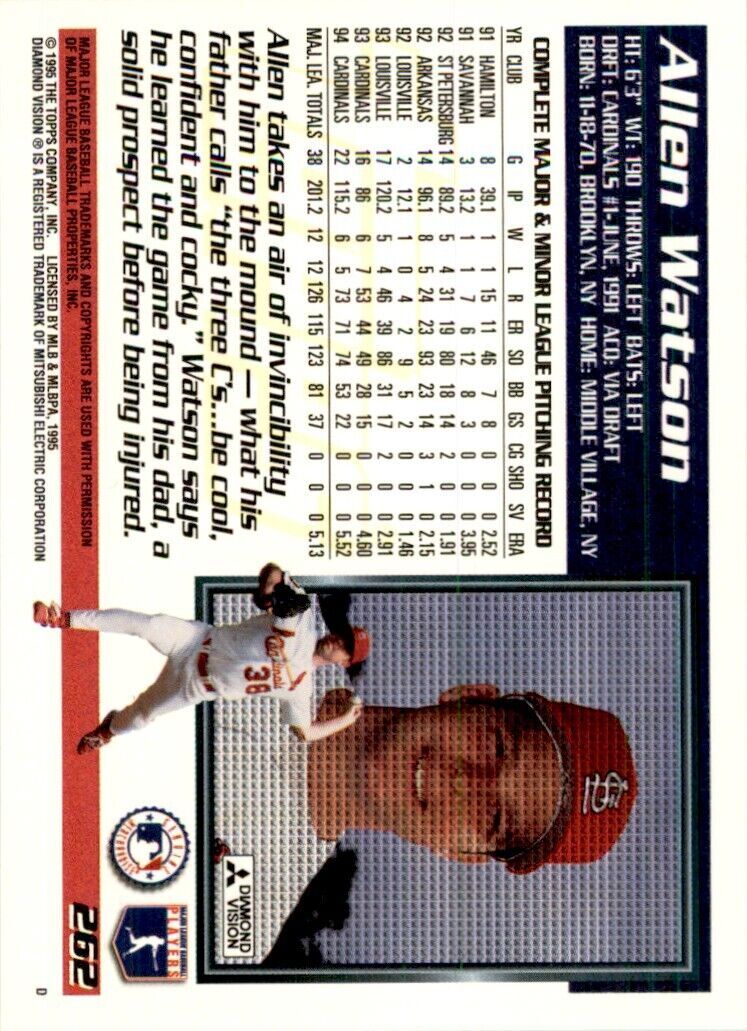 1995 Topps Allen Watson Baseball Cards #262