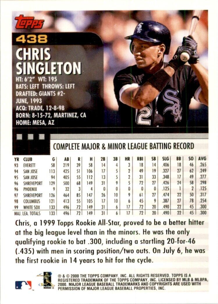 2000 Topps Chris Singleton Baseballl Cards #438