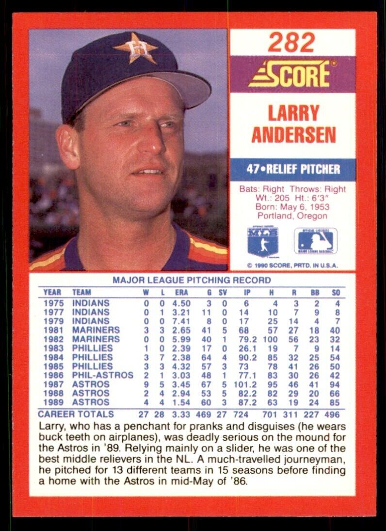 1990 Score Larry Andersen Baseball Cards #282