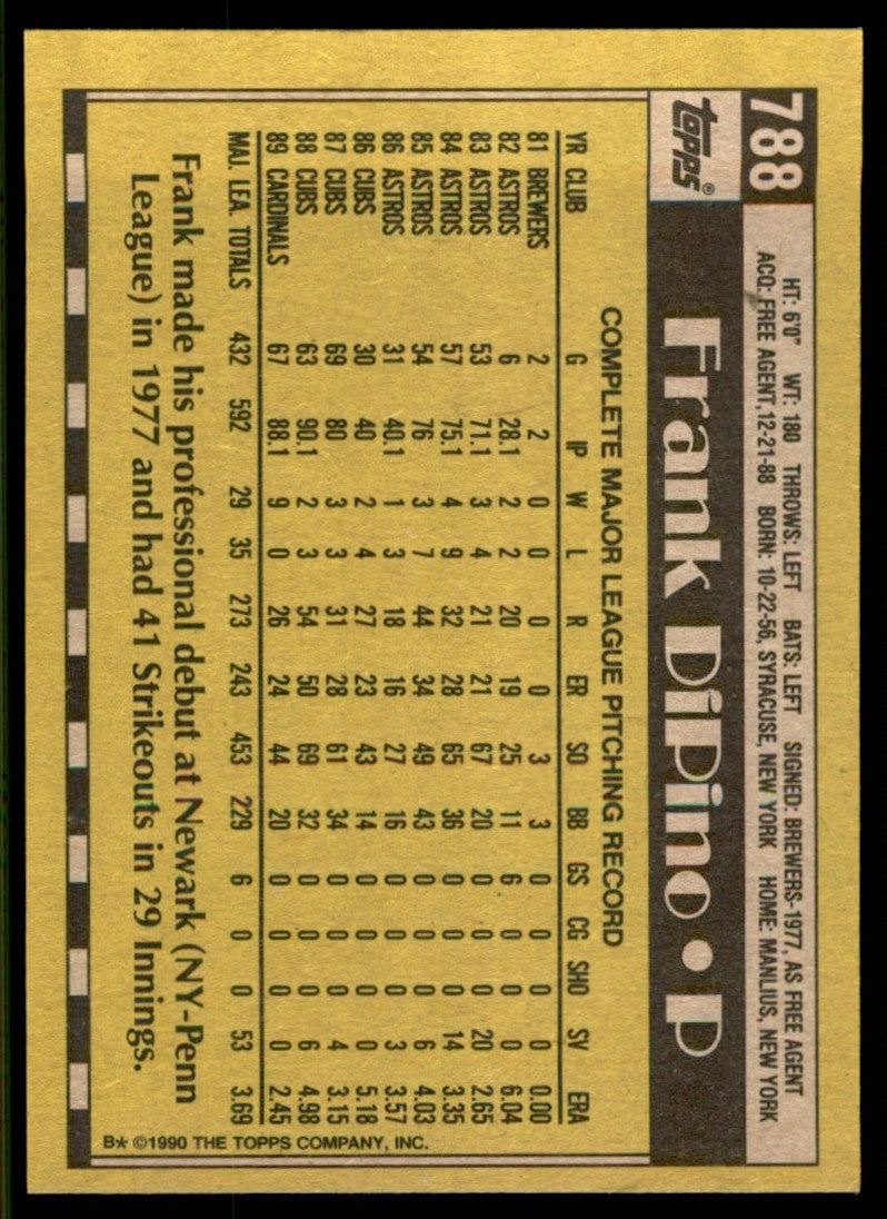 1990 Topps Frank DiPino Baseball Cards #788