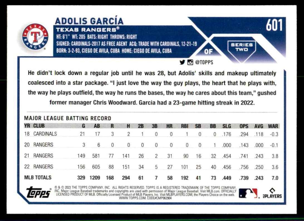 2023 Topps Adolis Garc�a Baseball Cards #601