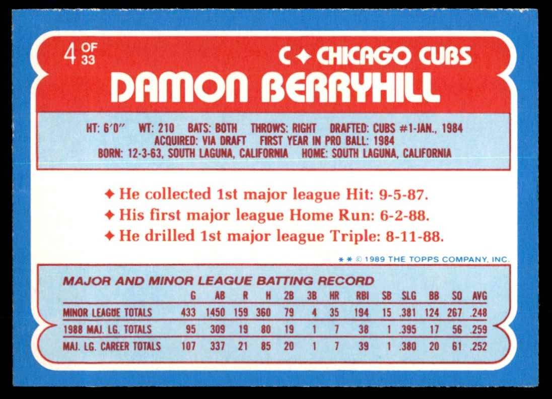 1989 Topps Toys'R'Us Rookies. Damon Berryhill Baseball Cards #4