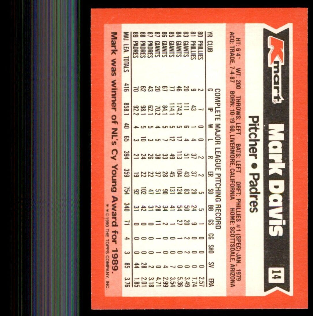 1990 Topps Kmart Mark Davis A Baseball Cards #14