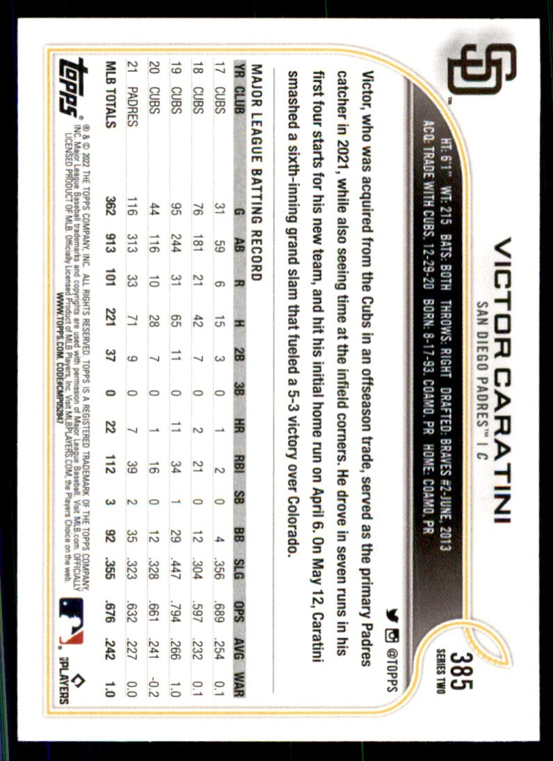 2022 Topps Victor Caratini Baseball Cards #385