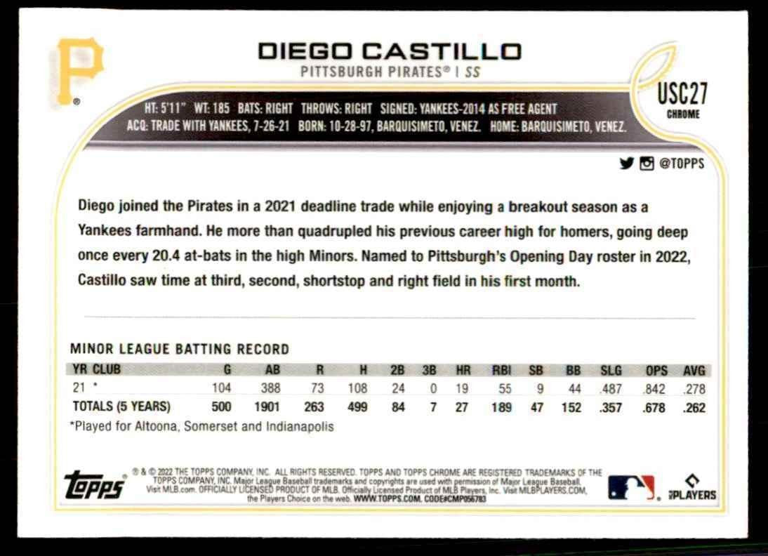 2022 Topps Chrome Diego Castillo A Baseball Cards #USC27