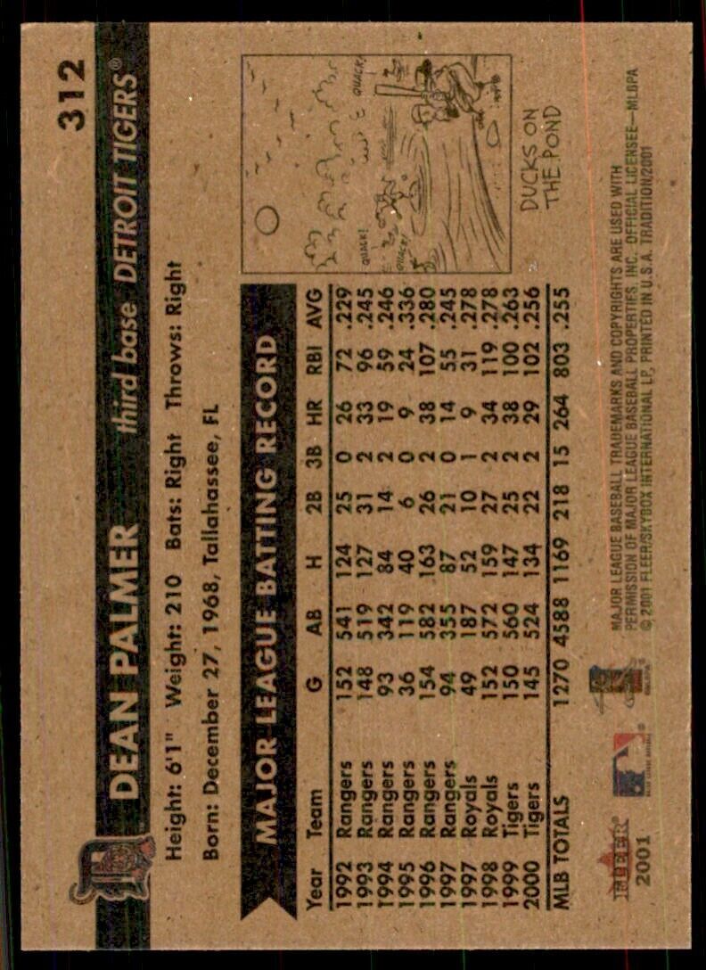2001 Fleer Tradition Dean Palmer Baseball Cards #312