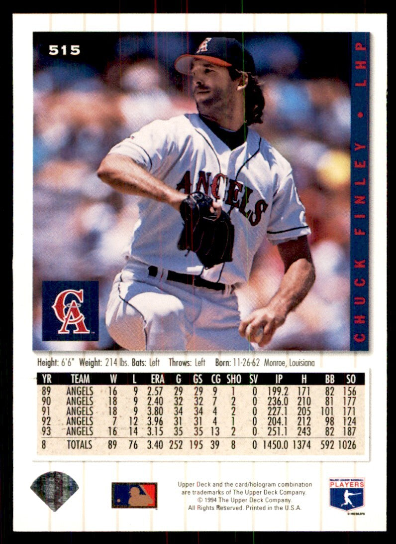 1994 Upper Deck Chuck Finley Baseball Cards #515