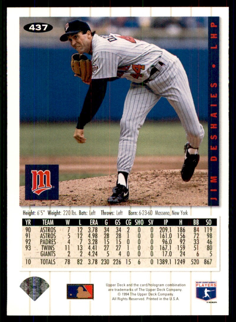 1994 Upper Deck Jim Deshaies Baseball Cards #437