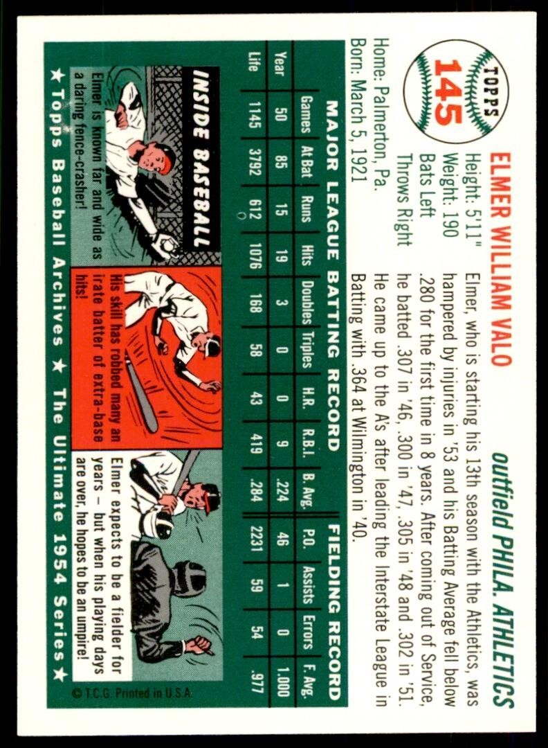 1994 Topps Archives 1954 Elmer Valo Baseball Cards #145