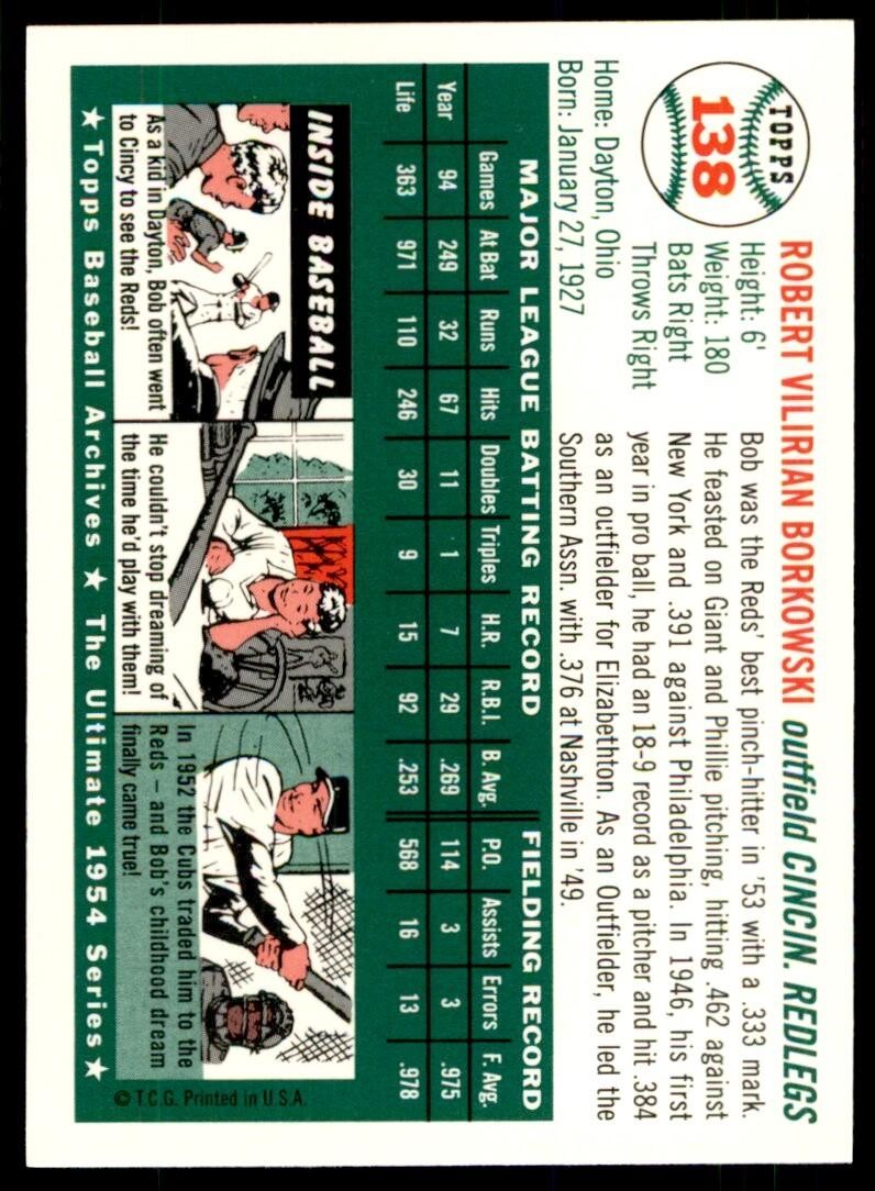 1994 Topps Archives 1954 Bob Borkowski Baseball Cards #138