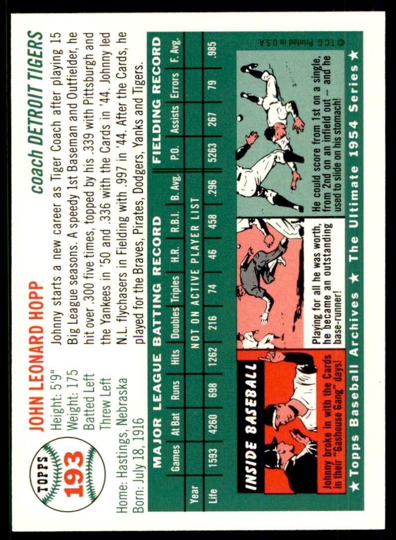 1994 Topps Archives 1954 Johnny Hopp Baseball Cards #193