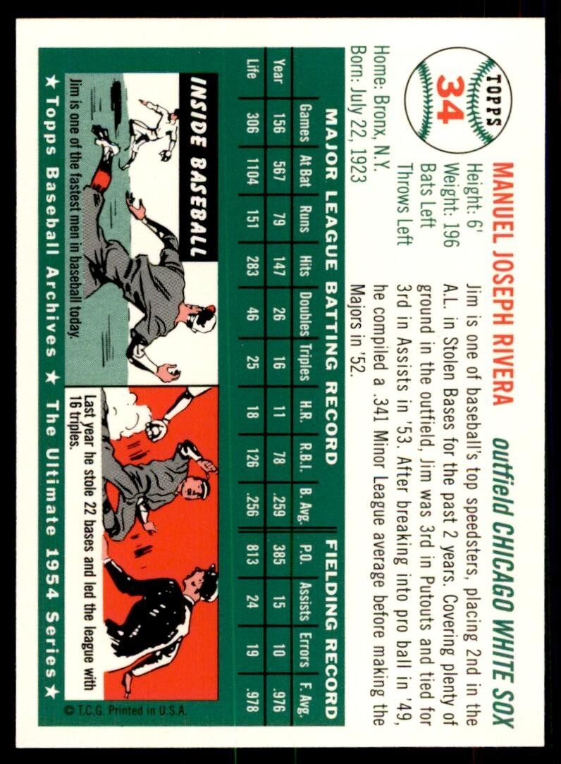 1994 Topps Archives 1954 Jim Rivera Baseball Cards #34